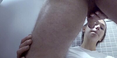 Fitness Teen Gets Ass to Mouth in Public Toilet