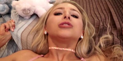 Sexy Blonde Alix Stares in Your Eyes While Taking the Dick
