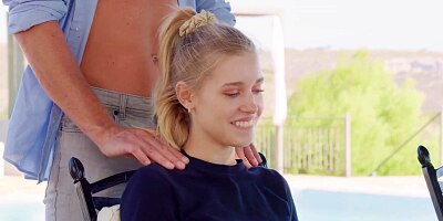 WOWGIRLS Hottest blonde girl Freya Mayer sucking big white cock and getting fucked by the pool