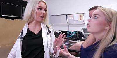 Sexy doctor and nurse Haley Spades and Missa Mars get free used by a horny patient - FreeUse Milf
