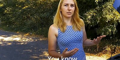Helped the blonde fix the car and fucked her