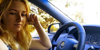 Helped the blonde fix the car and fucked her