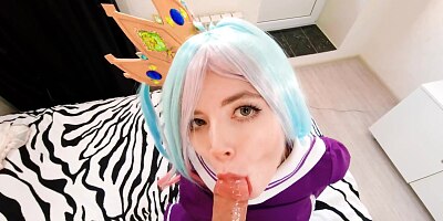 Tiny Shiro lost the game to Sora and gave herself to him, fulfilling his every sexual whims