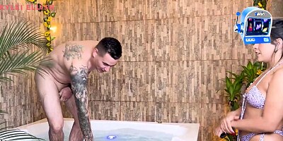 Latina MILF Kylei Eliish Rides Her Boyfriend's Friend After Catching Him Naked in Her Jacuzzi