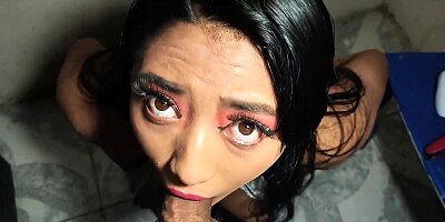 Big ass maid eats cum from ass