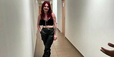 French Goth Cheats On Her Boyfriend In A Corridor And Toilet For Concert Tickets!