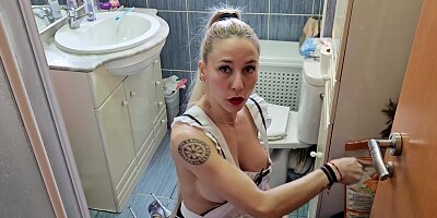 Dark Princess: I hire a French maid and she cleans my cock until I cum on her face.