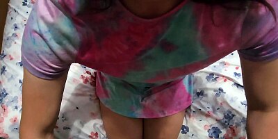 grabbing and stroking his cock through his shorts leads to sex