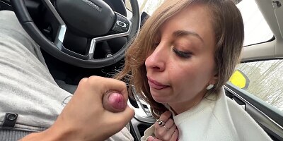 Street Pickup MILF Leads to Hot Car Blowjob with Mouthful of Cum