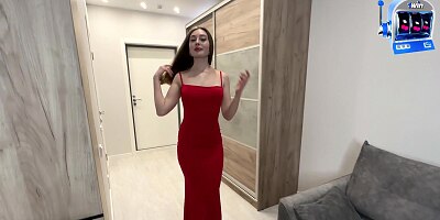 "Come on Help and Cum Your Stepmom!" - Hot Milf With Beautiful Body in Tight Dress Fucking Stepson