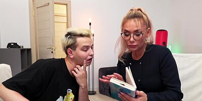 TUTOR4K. MILF tutor in stockings got so mad and then so horny so she tried two dicks at the same time