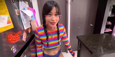 I'm in love with my stepdad and he catches me masturbating so I decide to fuck him.