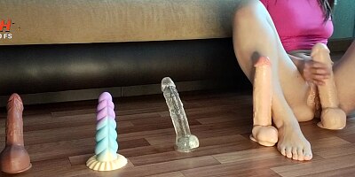 Testing big cocks with a tight pussy