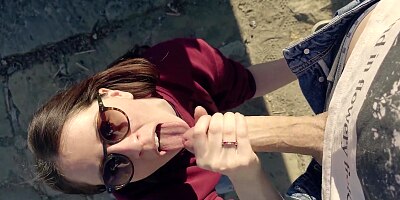 stranger cum in my throat after public blowjob - little arden