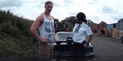 Fake Cop Sexy Strip Search Turns Into Threesome on Car Bonnet