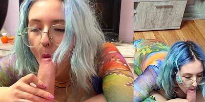 Sweet Baby Looks Into My Eyes While Blowing Me, Then Gently Rides Me in a Sexy Dress and Heels