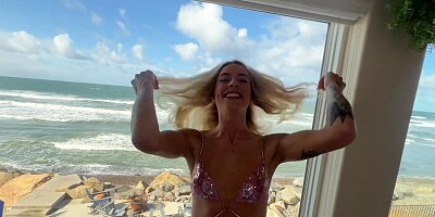 Blonde Surfer Girl Needed to Ride a Long Board - Dakota Lyn