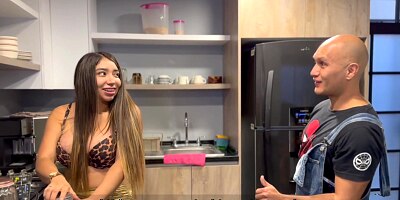 Verito Aguas gets pounded in the kitchen by horny handyman ErikKlein after blowjob and hard sex