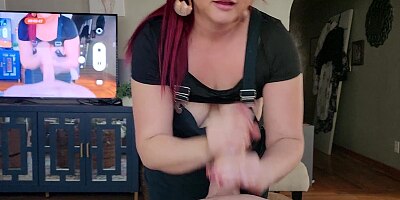 Gingerlilly869's Handjob in Green Overalls with Spillz