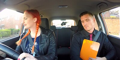 Fake Driving School GINGER Big Tits and Hairy GINGER Pussy in Hot Exam Fuck