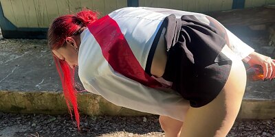 I caught my neighbor's daughter, a graduate, drinking and punished her with a bottle in her ass