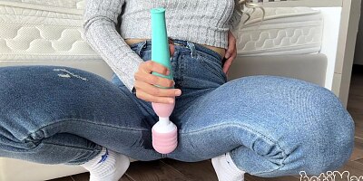 she loses challenge, Try Not to Cum Squirt three times