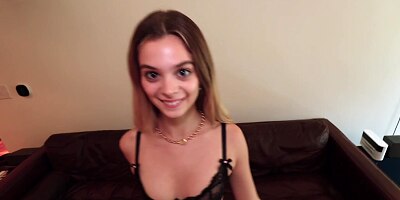 PETITE BLONDE GIRL sees double taking massive cock in her TIGHT PUSSY ft. Molly Little