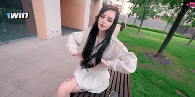 Pretty Girl Masturbates in a Cafe and On the Street, Sucked in Public - pinkloving