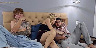 MMF threesome - I fuck my husband's best friend in front of him, we end up joining in