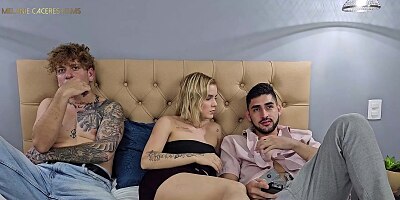 MMF threesome - I fuck my husband's best friend in front of him, we end up joining in