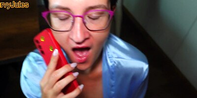 My Stepson fucks me during phone sex with my Client (POV)