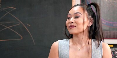 ADULT TIME - Slutty Student Kimmy Kimm CAUGHT Masturbating In Class And Fucked On Desk By Teacher!
