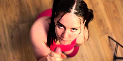 Cute 18-year-old Berry Was Fucked in Her Pink Leggings. Cum on the Pussy
