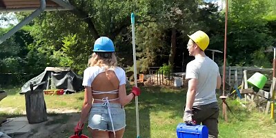 Hunt4k! Sexy Fanta Sie FUCKS With Old Hunter For Her Annual Salary In Public