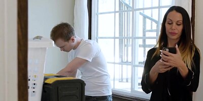 SHE WILL CHEAT - McKenzie Lee gets even with her cheating husband by screwing the hung repairman