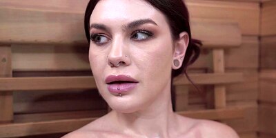 Sexy MILF Wife with great tits gets seduced in a sauna - FAKEhub