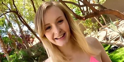 Tiny4k Backyard fuck and facial with tiny petite Lanna Carter