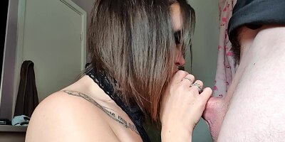 Slow Slopping Blowjob for Lucky Guy