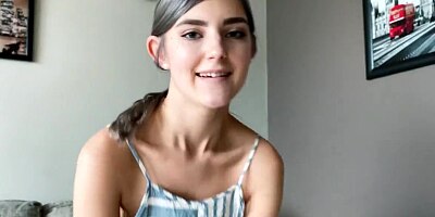 Eva goes down on her boyfriend and shows off her titty skills