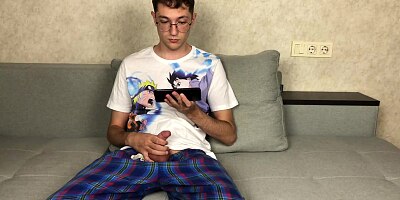 Step Sister Caught Step Brother Jerk Off And Get Orgasm From His Fingers Before He Cum From Handjob