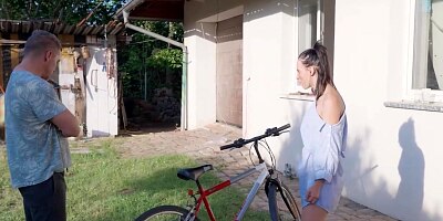 VIP4K. Please, Daddy, fix my bike and my pussy