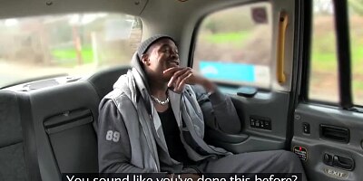 She Wears black Fishnet Stockings and gets Fucked by Big Black Cock - Female Fake Taxi