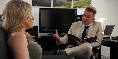 ADULT TIME - MILF Cory Chase CATCHES Therapist Jerking Off During Session And Sucks His Big Cock!