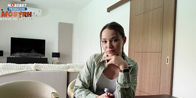 Young French teacher teaches real French kissing. Fucked a student on the table