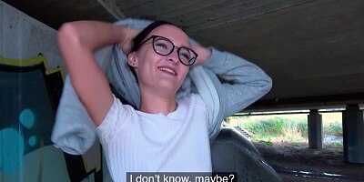 Public Agent: Heartbroken young woman with amazing tight body is fucked under a public bridge
