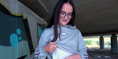 Public Agent: Heartbroken young woman with amazing tight body is fucked under a public bridge