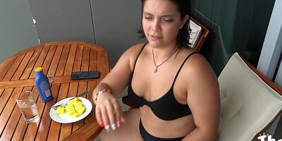 Fucking my stepbrother on vacation and he gives me a big load of cum