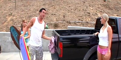 Carmen Kinsley and Mckenzee Miles fuck a man with a hard cock