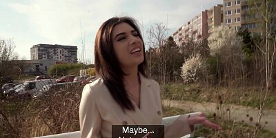 Public Agent Super sexy brunette shows off her tits and ass and sucks and fucks