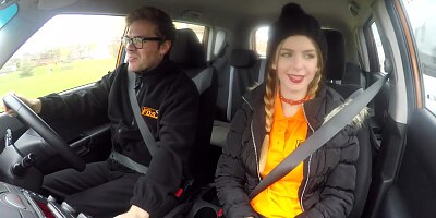 Fake Driving School Teen with BIG TITS and PigTails Fucked Hard by Examiner